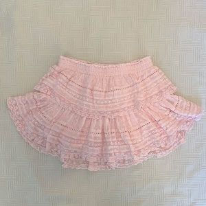 LOVESHACKFANCY Pink Ruffle Lace Mini Skirt SIZE L